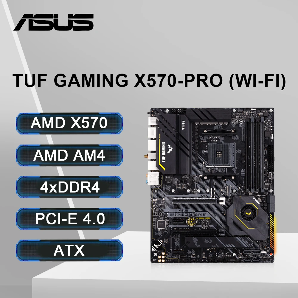 ASUS TUF Gaming X570-PRO (WAP FI) Prise en charge de la carte mère Ryzen 9 5900X Ryzen 7 5700 R5 5600 CPU 4xDDR4 touristes M.2 NVcloser HDMI PCIe 4.0