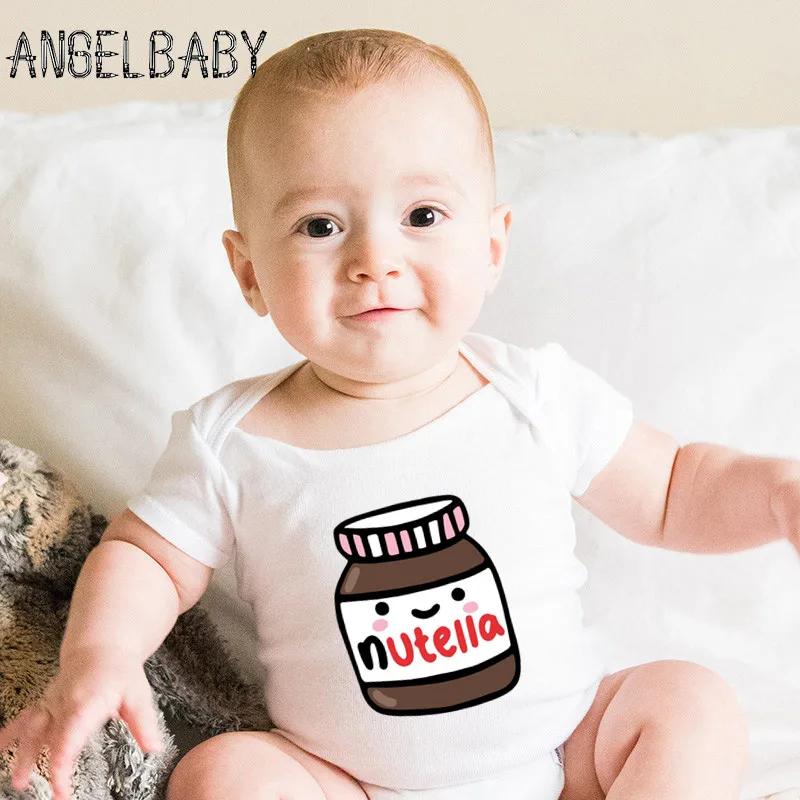 

Infant Bodysuits Cute Nutella Print Cartoon Baby Romper Summer Cotton Jumpsuit Outfits Onesie Funny Boys Girls Gift Clothes
