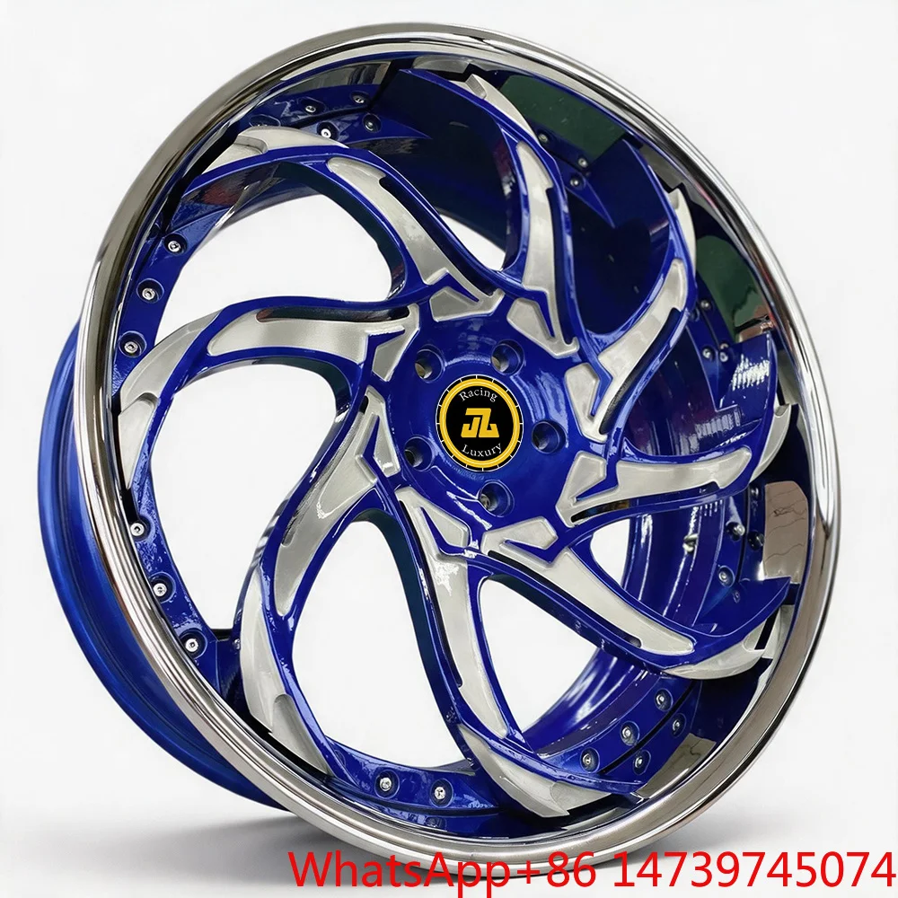 JZ Custom 2 Piece 3 Piece Forged Multi-color Chrome Deep Dish  Wheels 18 20 21 22 23 24 25 26 Inch Rim Floating Center Cap