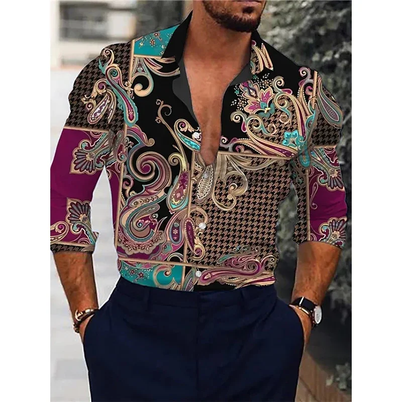 2023 Hawaiian Single Breasted Men’s Shirt 3D Printed Casual Men’s Oversized Shirt Long Sleeve Designer Clothing Men’s Shirt Tops