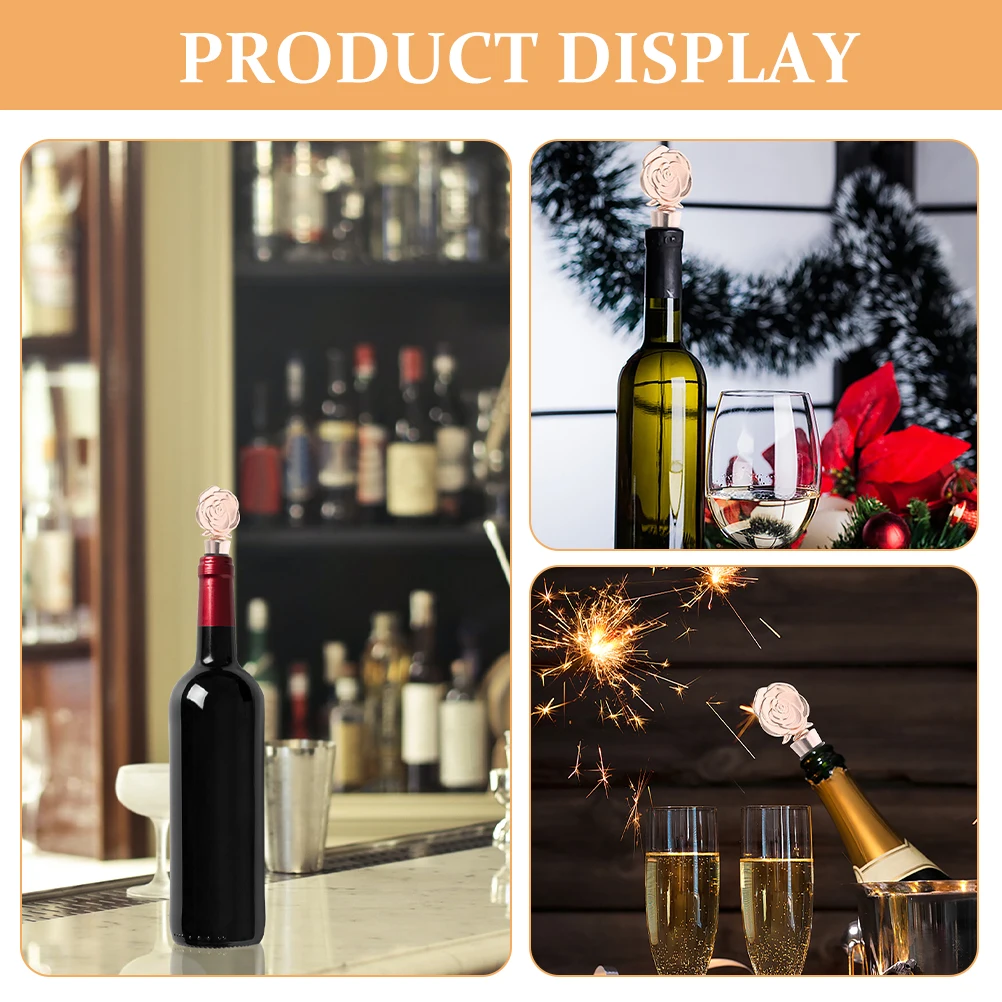 

2Pcs Wine Stopper Rose Flower Topper Creative Decorative Bottle Plug for Wedding Party Banquet Kitchen Household Wine Bottle