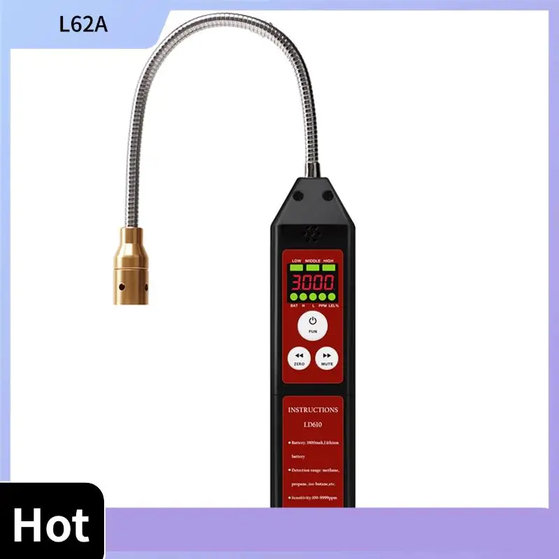 L62A Sound Alarm Combustible Gas Leak Detector LD610 Methane C4H10 H2 100-9999Ppm Tester