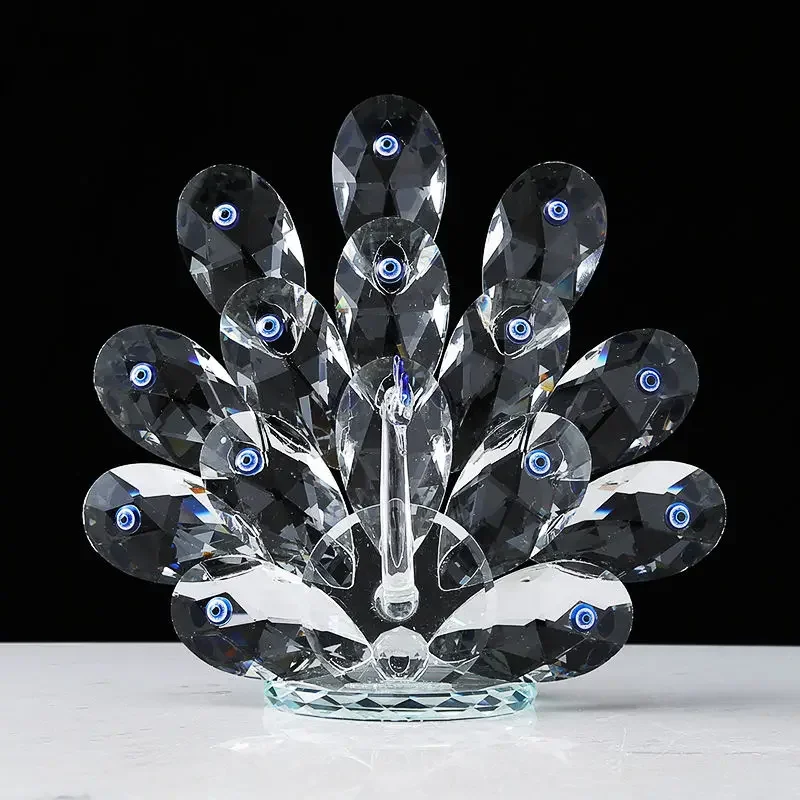 Shiny Crystal Peacock Ornament Modern Home Decorative Items Bird Of Juno Figurines Beautiful Gift To Wedding