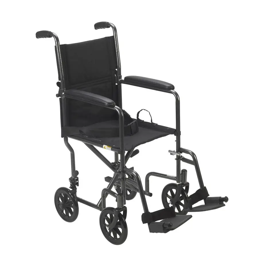 Lightweight Folding Transport Wheelchair Reliable Mobility Support Durable Steel Frame SwingAway Footrests Compact Travel Desig
