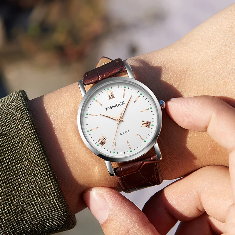 ساعة YASHIDUN للنساء ساعات جلدية عصرية مقاومة للماء للسيدات ساعات كوارتز عصرية هدية عيد الحب