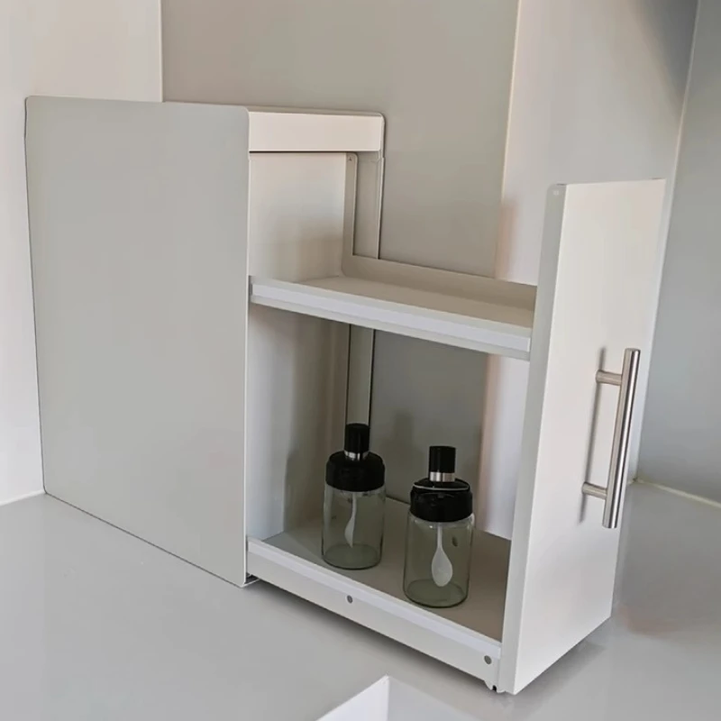 

‌Space Saving Pull-Out Spice Rack Organizer Set‌ - Narrow Kitchen Countertop Shelf with 16 Magnetic Accessories Included