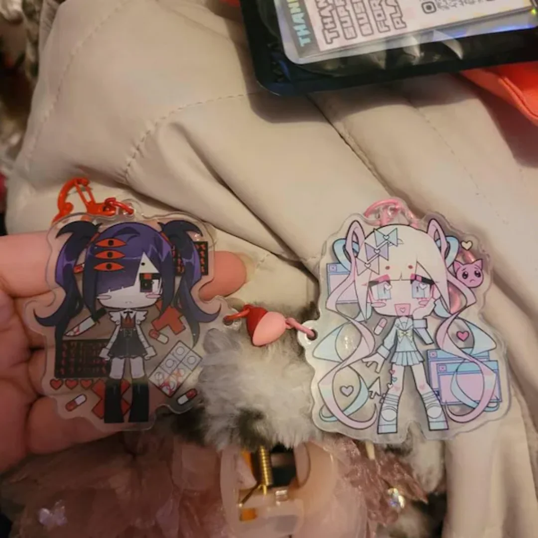 B Grades Read Desc OMGKawaiiAngel Ame Heart Magnet Keychain Needy Streamer Overload - Kawaii Anime Keychain