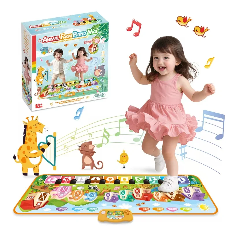

Интерактивный электронный пианино-коврик для детей, музыкальный танцевальный коврик с 8 клавишами и светодиодной подсветкой, развивающая сенсорная игрушка и подарок для детей