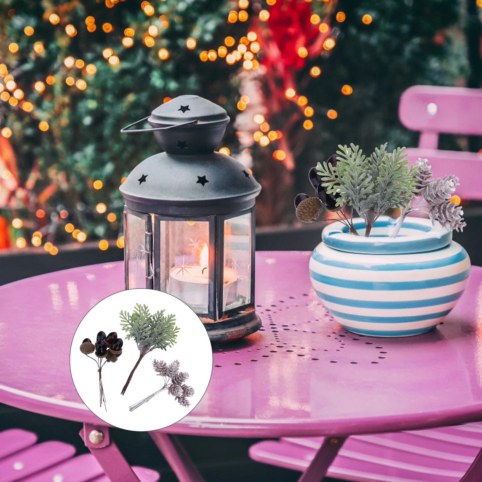 

3Pcs Artificial Bouquet Christmas Simulated Branches Pine Cones DIY Decoration Props Christmas Party Wedding Photography