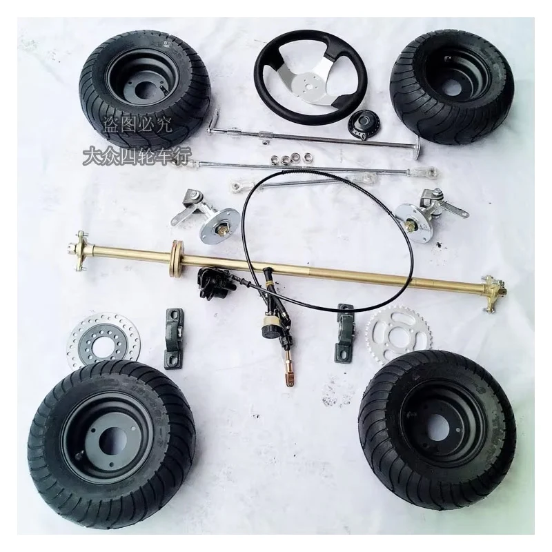 Kit de Suspensión Trasera y Dirección Delantera para Karting Drift de 168 CC, Neumáticos de 6 Pulgadas, Eje Trasero para Motos de Cross de 125, 150 y 200 CC, Go Kart