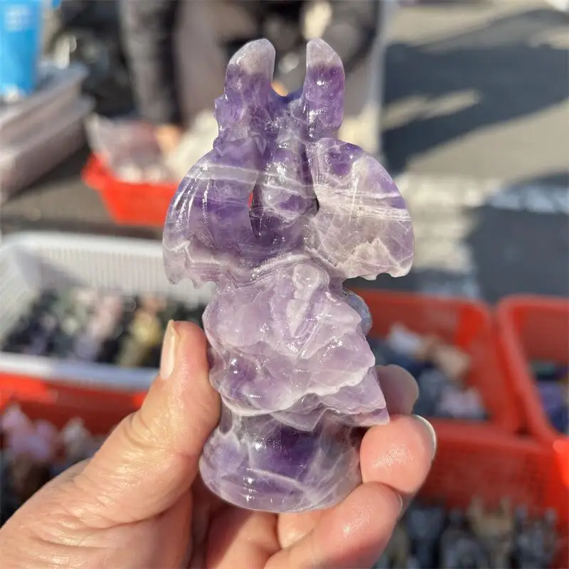 Natural Drean amatista dragón tallado cristal curativo Fengshui piedras preciosas decoración del hogar regalo de vacaciones 1 Uds