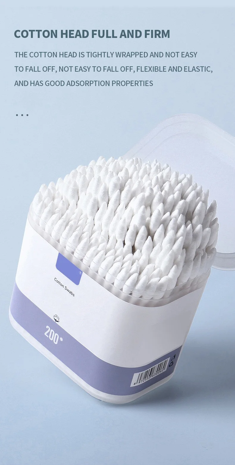200PCS Einweg Doppel-Headed Baumwolle Tupfer Ohr Reinigung Make-Up Entferner Feine Ohr Graben Löffel Haushalts Artikel – Detail 3