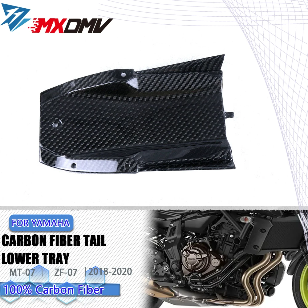 

100% 3k Dry Carbon Fiber Motorcycle Undertray Tail Lower Cowl Cover Panel Fairing For Yamaha MT07 FZ-07 2018 -2022