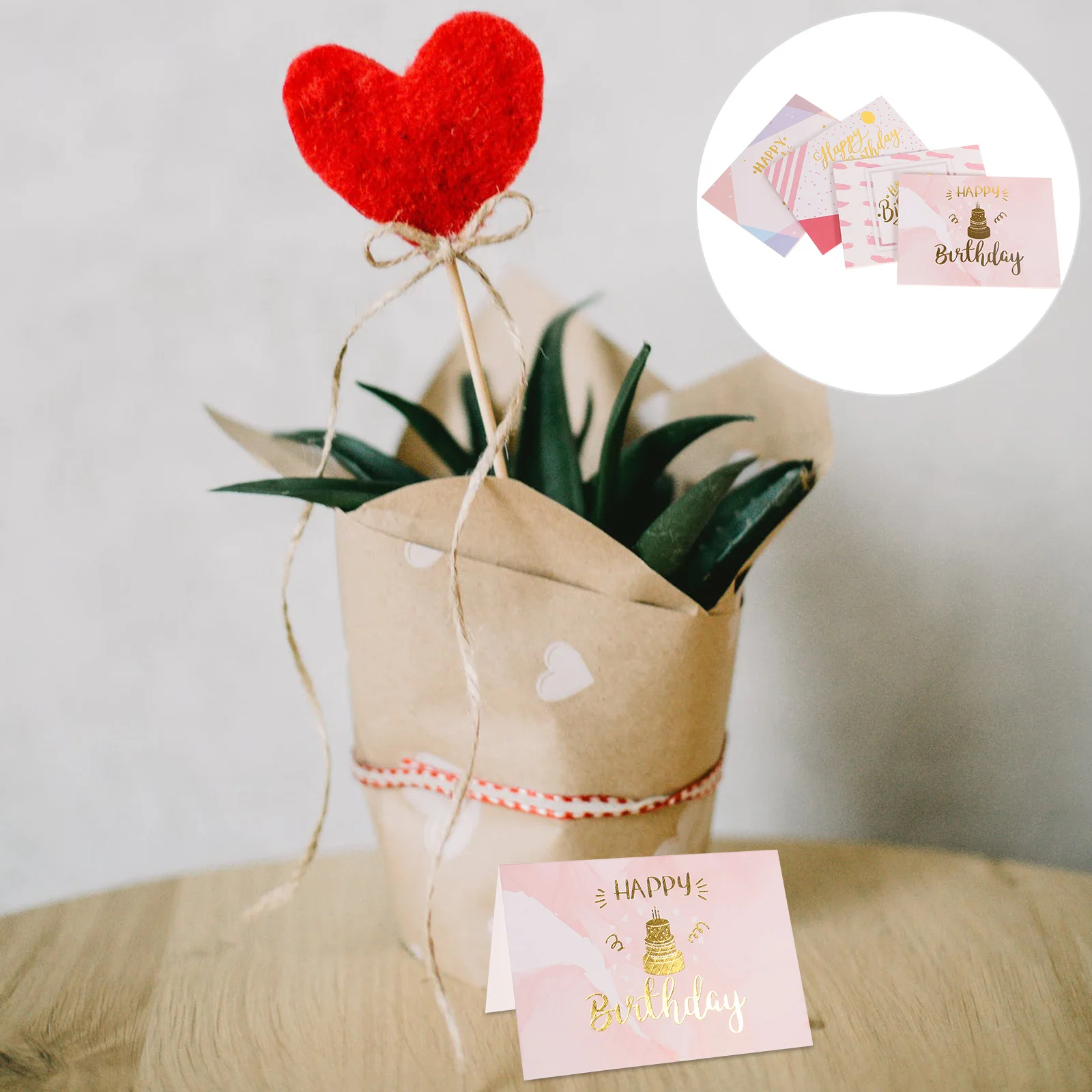 

40 Pcs Birthday Card Party Topper Greeting of Small Cards Happy for Bouquet Bulk Women Bronzing and