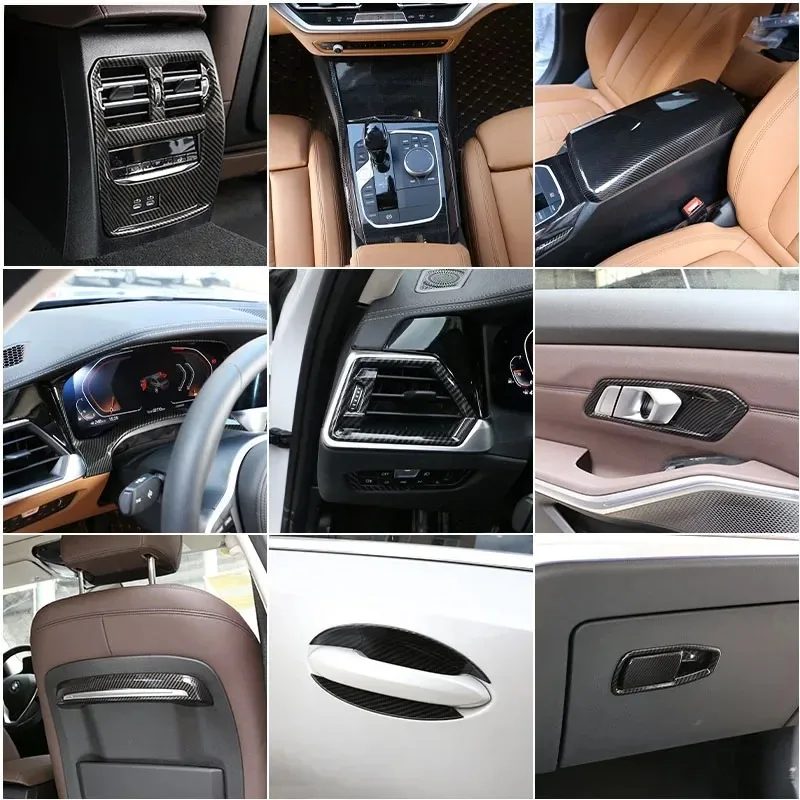 لسيارات BMW 3 Series G20 2020-2022 ABS ألياف الكربون لوحة سيارة وحدة التحكم والعتاد التحول غطاء لوحة الديكور الداخلية اكسسوارات السيارات #3