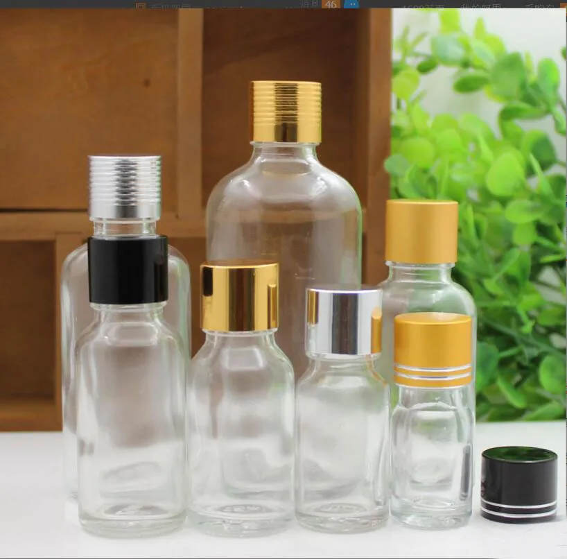 

30ml green/blue/brown/clear glass bottle aluminum lid essential oil serum moisture liquid complex recovery sample skin packing