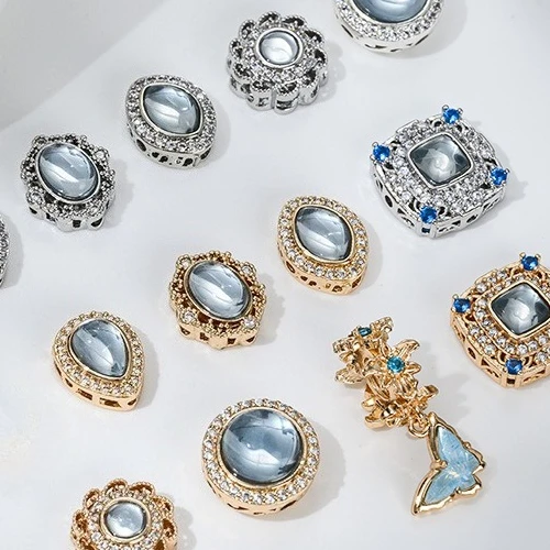 

Copper Bead 14K Gold Color Aquamarine Opal Round Water Drop Geometric Bead Separator DIY Handmade Bead Accessories