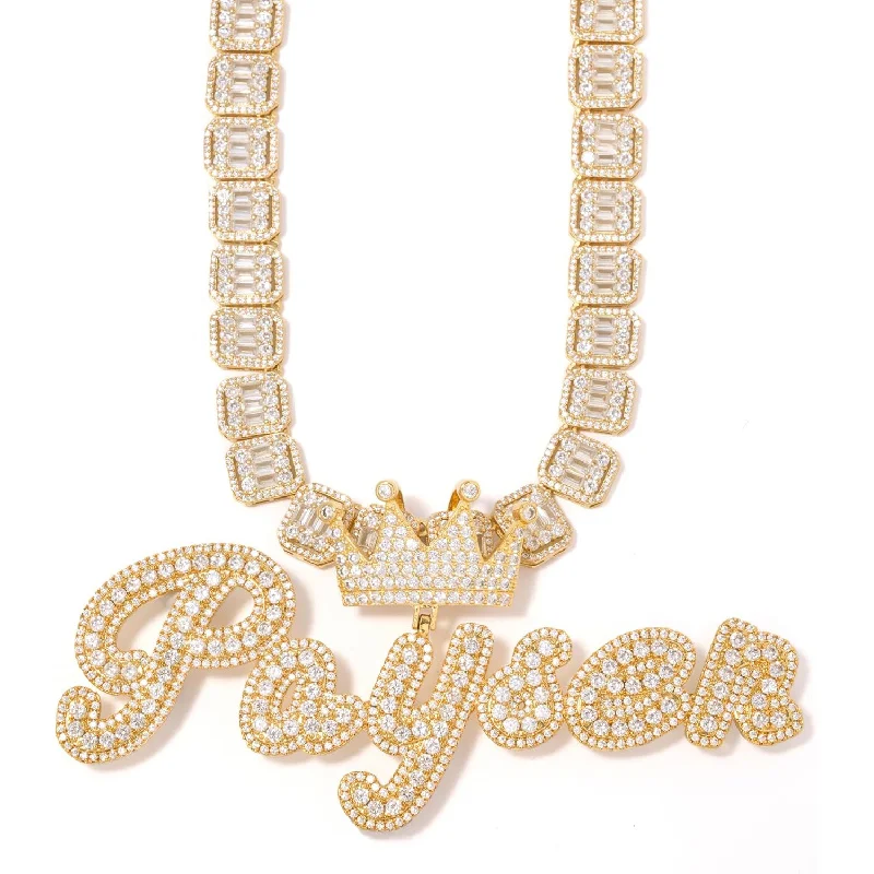 

Personalized Iced Out Custom Name Necklace 14K Gold Plated Cuban Link Unisex, Hip Hop 5A Cubic Zirconia Handmade Jewelry
