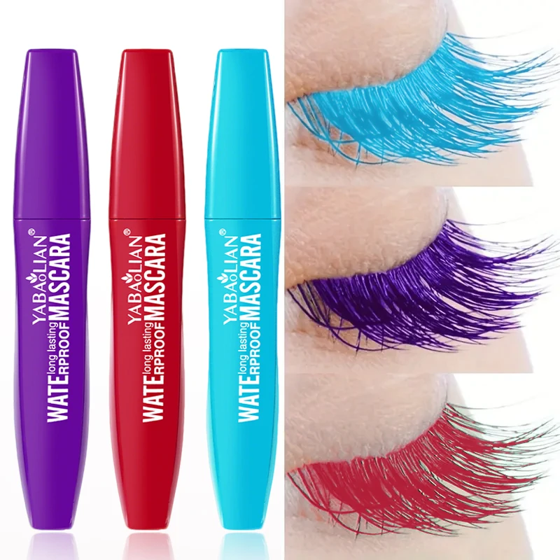 Mascara neutro da 1/3 pezzi, mascara colorato impermeabile, spesso e riccio, eyeliner non facile da sbavare, trucco a lunga durata, rosso, blu, viola
