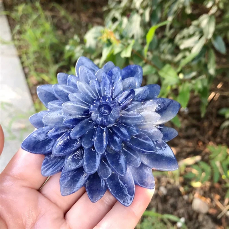 

1PC Natural Blue Aventurine Flower Hand Carved Crystal Flowers Healing Stones Decor Gifts Natural Quartz Crystals