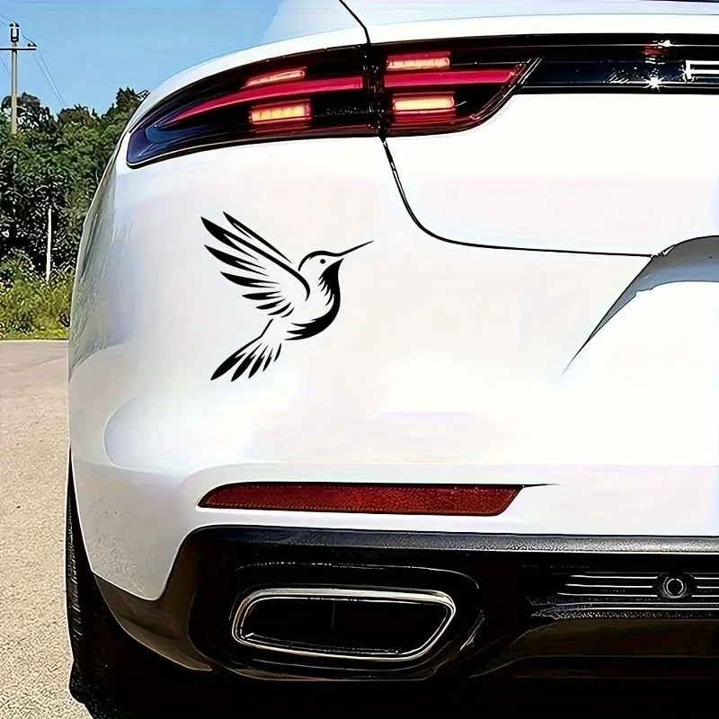 Black White Minimalist Hummingbird Vinyl Stickers, Waterproof UV Protection Elegant Bird Decals for Trucks, Laptops & Walls