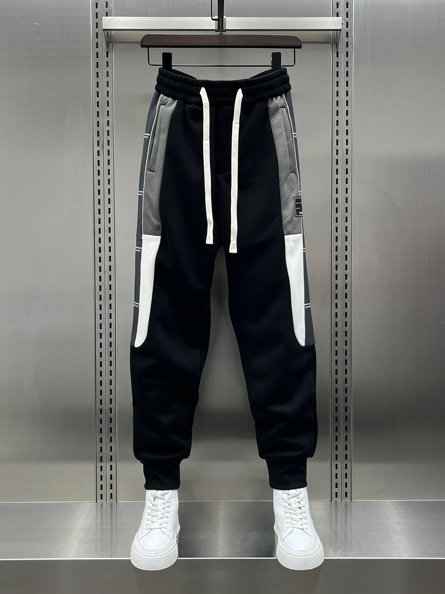 

Men's Thiened Fce Lined Casual Pants Autumn Winter New Sle Slim Fit Spor Striped Patchwork Trousers Trendy Harajuku ...