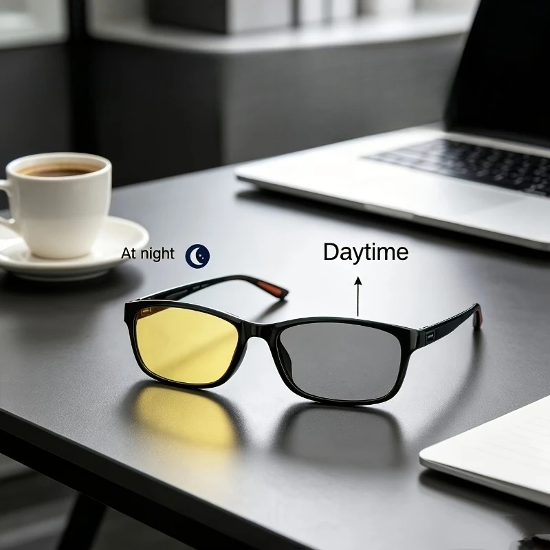 New Light Sensitive Color Changing Glasses Anti Blue Light Day and Night Universal Glasses Unisex Driving Glasses