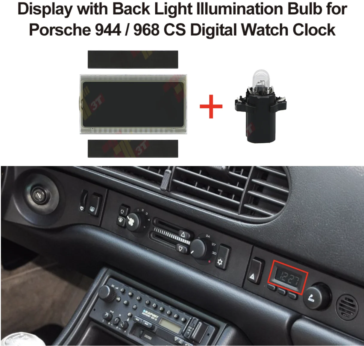 Armaturenbrett-LCD-Display mit Hintergrundbeleuchtung für Porsche 944 968 CS Digitale Uhr – Detail 3