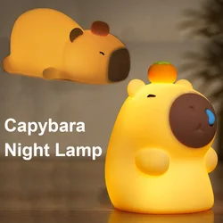 LED Night Light Cute Capybara Silicone Lamps USB Rechargeable Bedroom Sleep Timing Touch Lamp Home Decoration Children's Gifts