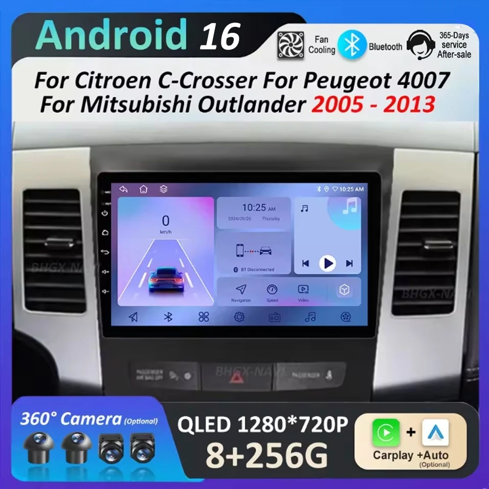 

Автомобильный мультимедийный плеер для Mitsubishi Outlander 2005-2013, Android 16, GPS-навигация, беспроводной Carplay