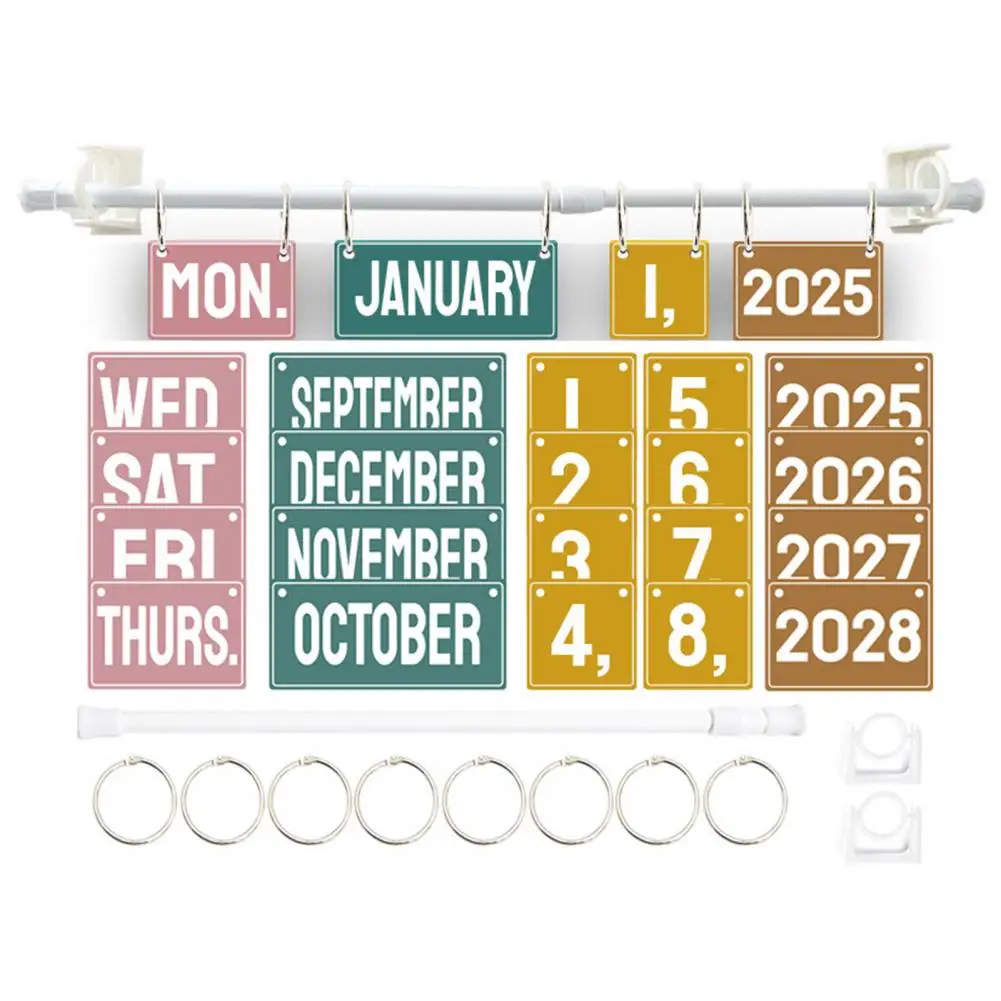 Easy Installation Calendar Boho Calendar Bulletin Board Set with Educational Time Learning Tool Copper Plate for Kids'