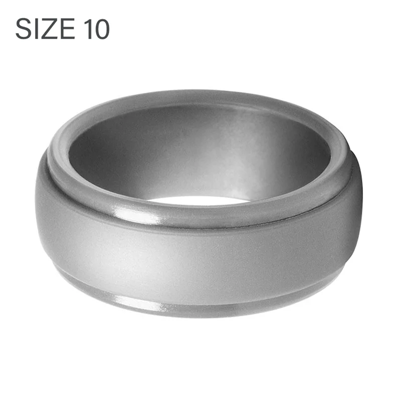 8mm Popular Men Silicone Cool Rings Women Silicone Wedding Ring Environmental Outdoor Sports Ring Grey X2 10