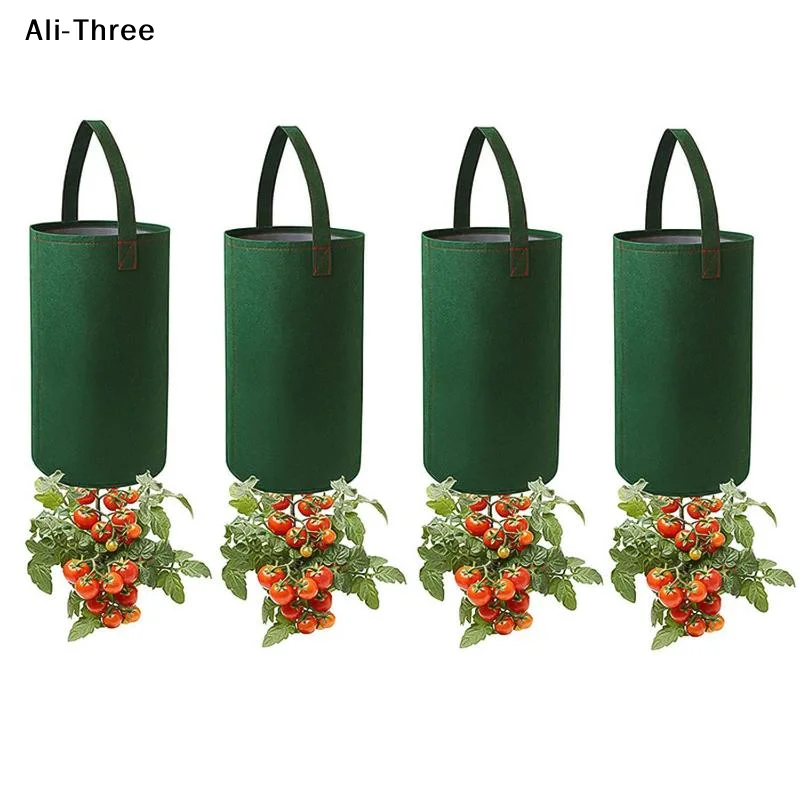 1Pcs Felt Hanging Tomato Grow Bag Upside Down Tomato Planter Multifunction Strawberry Vegetable Flower Plant Grow Bags