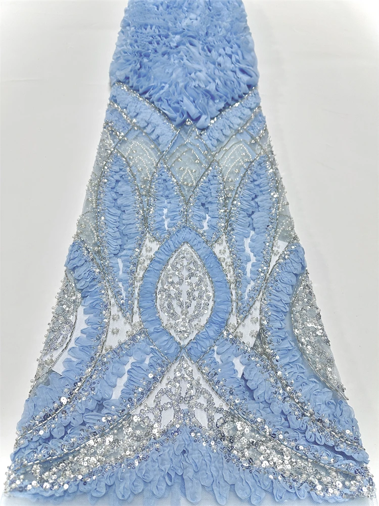 

New Design Beads Sequin Lace Fabric Luxury Nigerian Lace Fabric 2025 High Quality Lace Tulle Lace Fabric For Women Wedding Dress