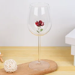 1 Piece Creative Cute Red Rose Flower 450ml 15oz White Wine Goblet Red Wine Glass 200ml 7oz Champagne Flute Cup