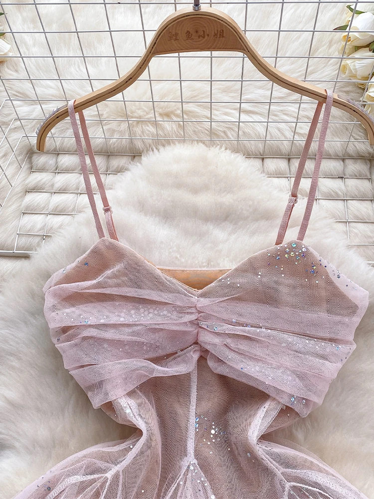 Women's Black Goth A-line Evening Dress 90s Vintage Off Shoulder Sleeveless Sequins Dresses Y2k One Piece Frocks 2000s Clothes