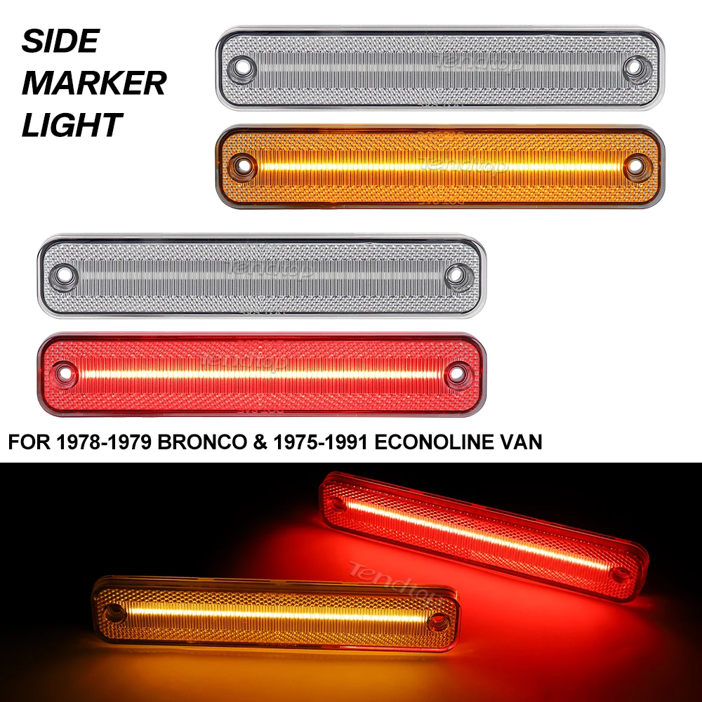 

4pcs Side Marker Turn Signal Lights Front&Rear Side Marker Lights Fender Indicator Light For Ford Bronco Econoline Van