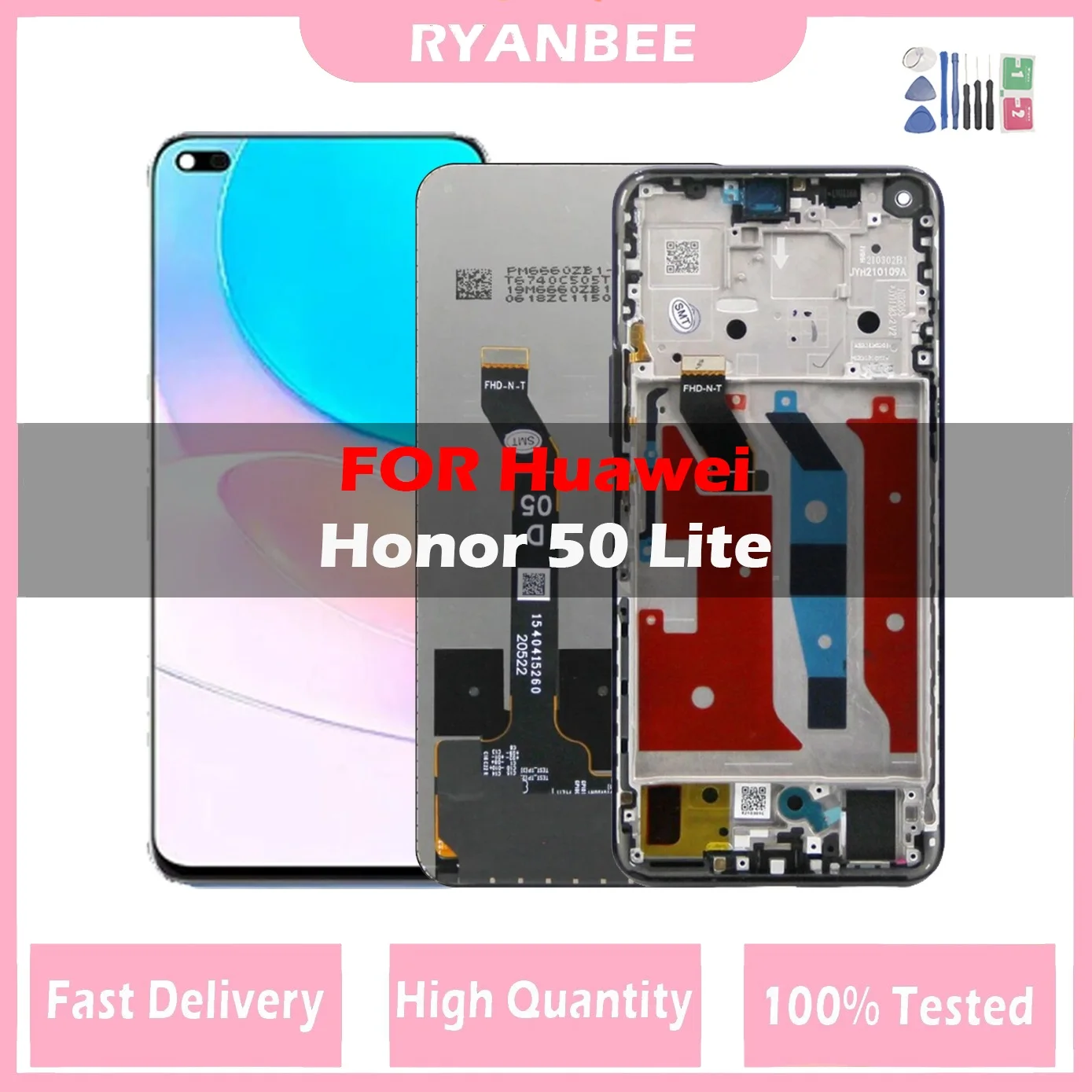 

Original For Huawei Honor 50 Lite NTN-LX1 LCD Display Screen Touch Panel Digitizer For Honor 50Lite NTN-L22L LCD With Frame