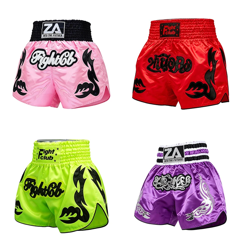 Muay Thai Shorts mit Satin-Stickerei, Kampfshorts mit Elastischem Bund, MMA Kickbox-Trainingsshorts für Männer, Frauen, Jugendliche und Kinder