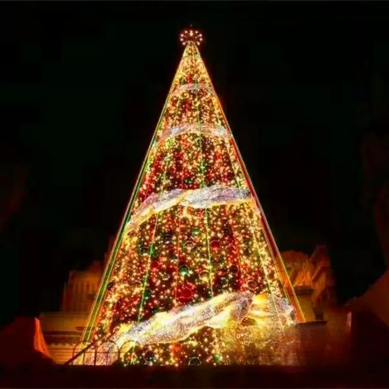 Large Outdoor Steel Frame Christmas Tree Set 5M To 10M Mall Square Landscape Holiday Scene Decoration