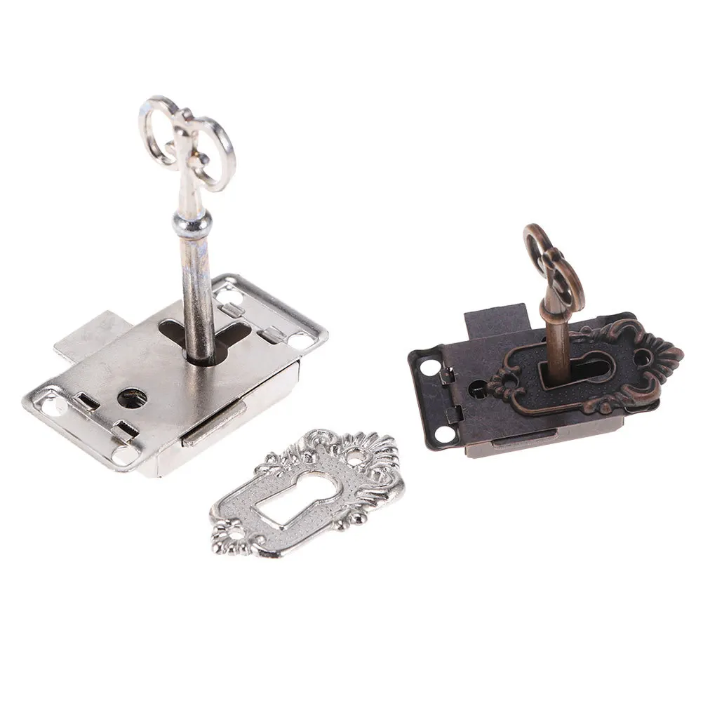 2 uds cerraduras para muebles Vintage bronce aleación de Zinc gabinete puerta cajón cerradura conjunto con llave para caja de madera joyería regalo vino