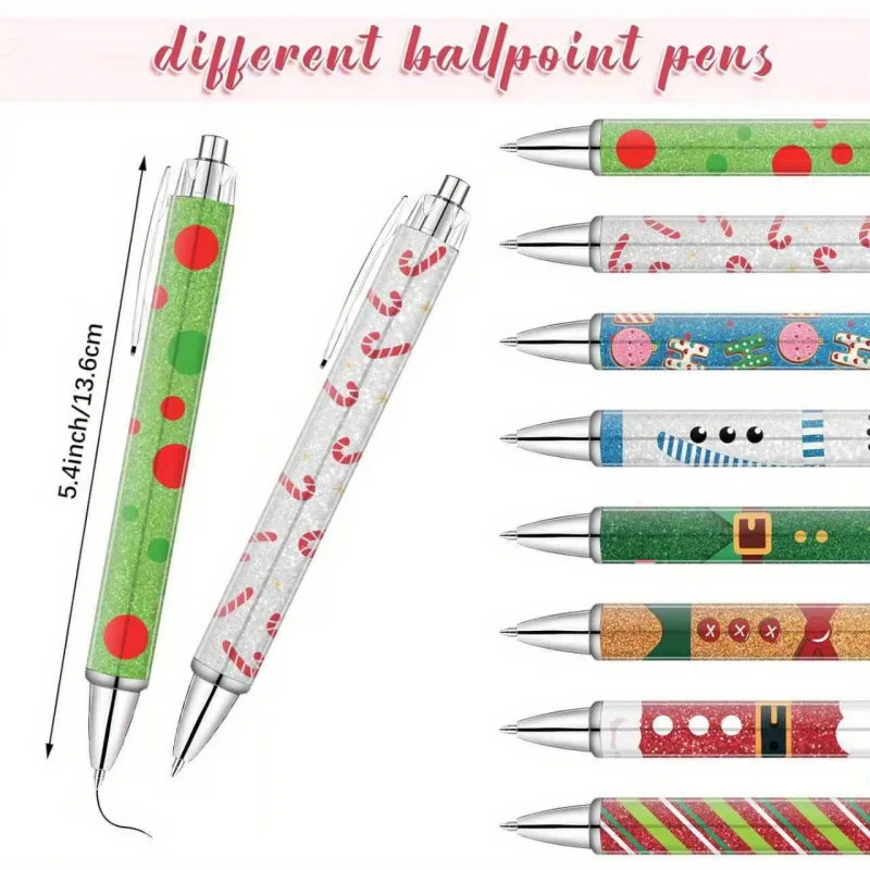 16 ensemble sur le thème de noël 8 stylos rétractables de noël + 8 crayons à spirale en cuir de noël stylo d'écriture de vacances arbre de noël San