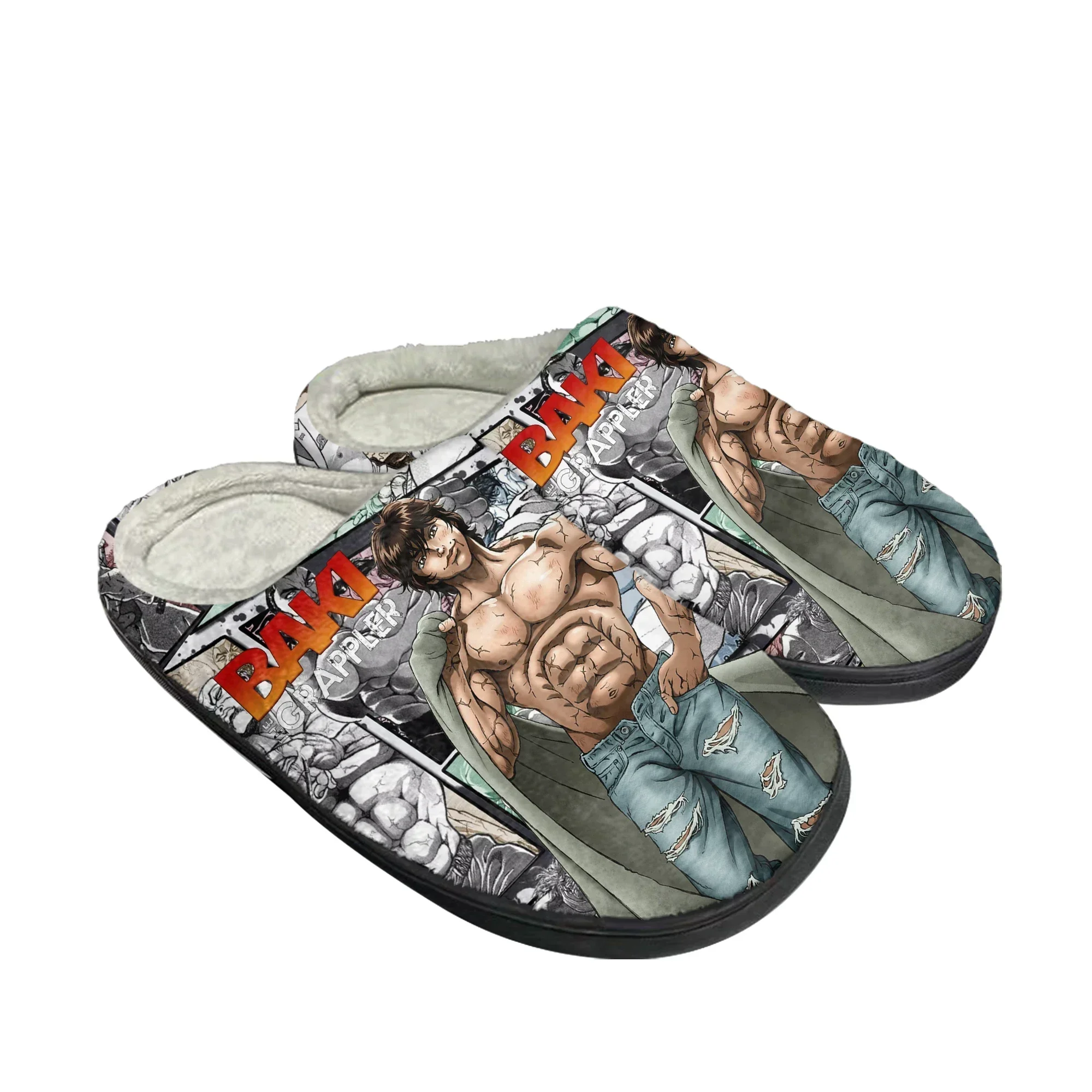 Baki The Grappler Hanma Baki  Home Cotton Slippers Men Women Youth Boy Girl Plush Bedroom  Keep Warm Shoes Custom Indoor Slipper