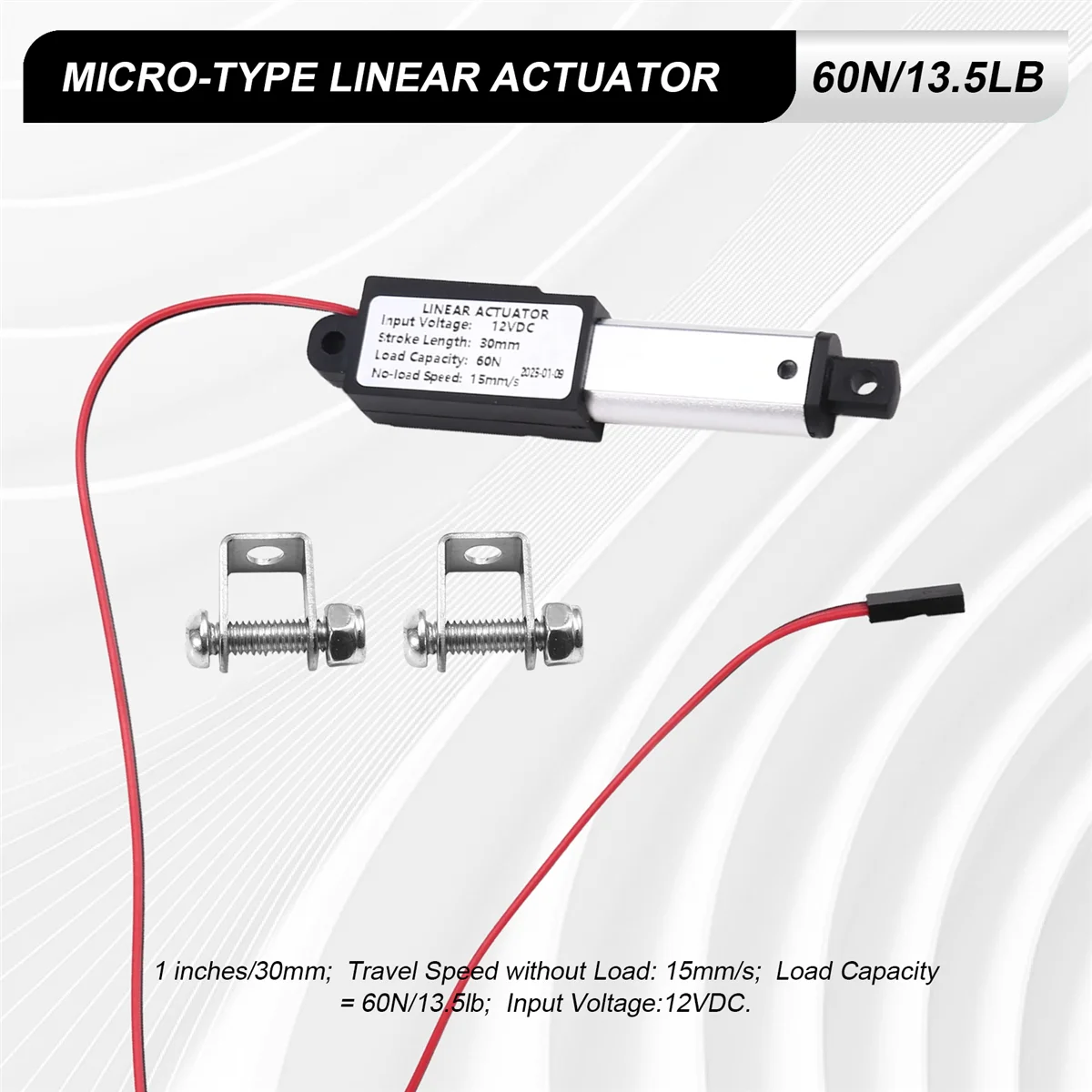 Linear electric actuator Micro-Type Linear Actuator1In Stroke60N/13.5lbSpeed 15mm/S Mini Electric Waterproof Actuator Motor Line