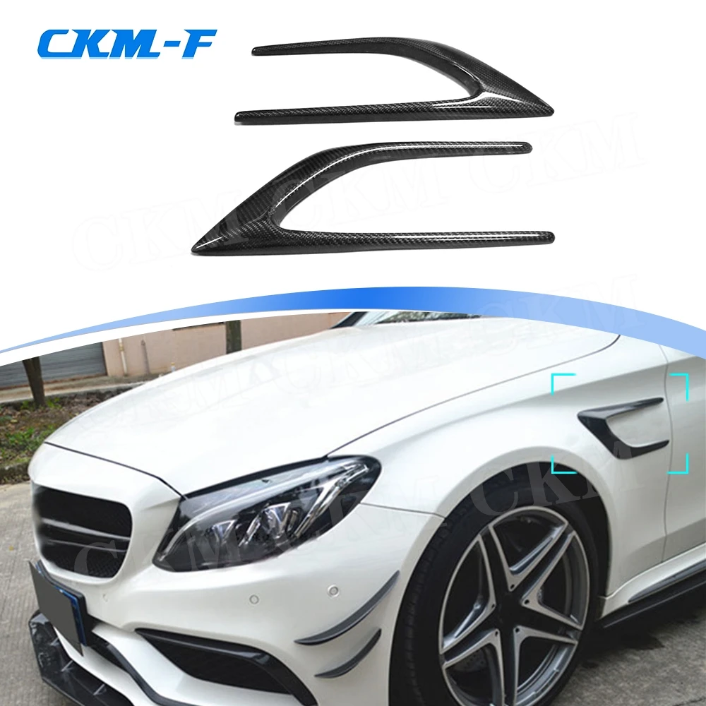 Carbon Fiber Side Bumper Trims Fender Splitters Vents for Mercedes Benz C Class W205 C63 AMG C200 C260 C300 Sedan Coupe 15-17