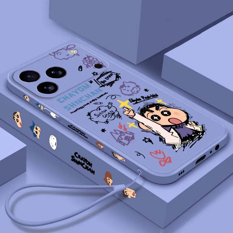 

Anime C-Crayons S-Shin-chans Phone Case For Apple iPhone 17 Air 16 16e 15 14 13 12 11 XS Pro Max Plus Liquid Left Rope Cover