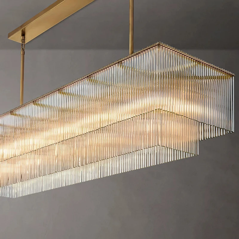 High-End Crystal Pendant Chandelier for Elevated Ceilings in Residential Living and Dining Areas, Elegant Home Decor Lighting