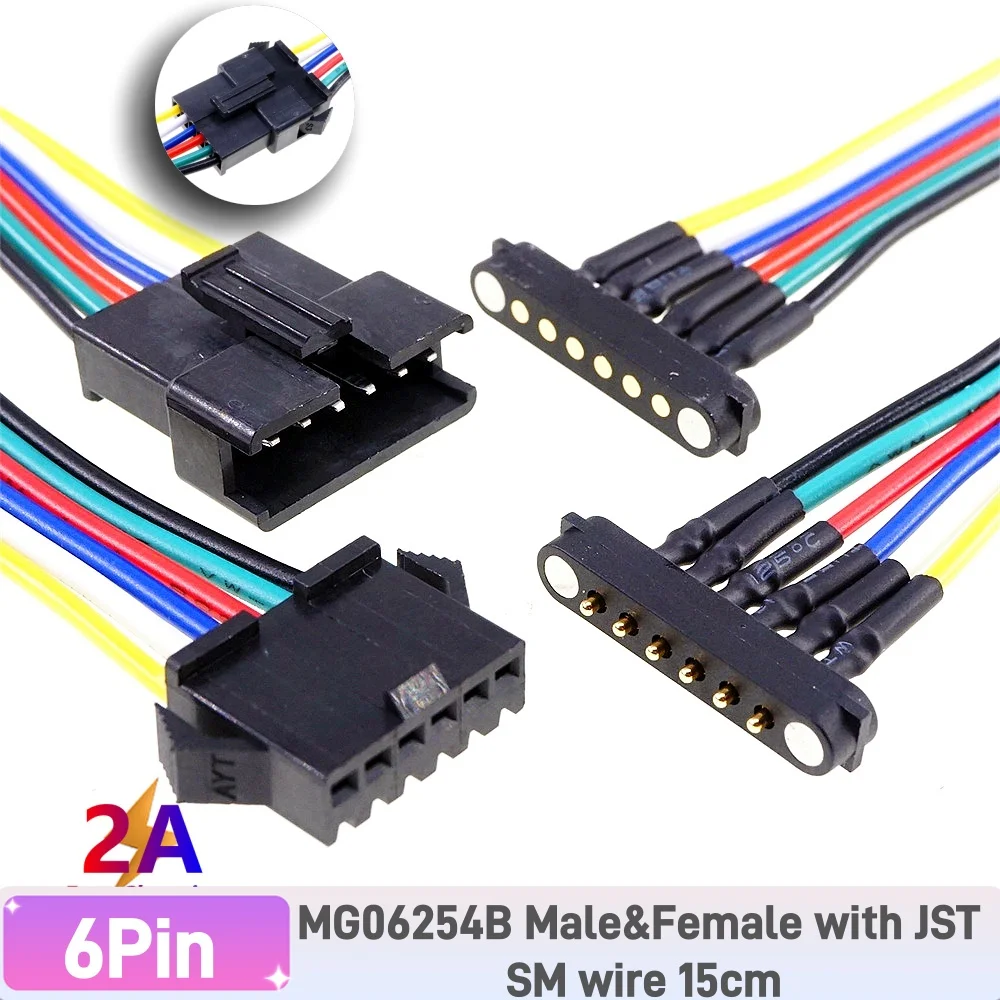 1 paar 2A Magnetische Pogo Pin JST SM Steckdose Verlängern Kabel Stecker 2 3 4 5 6 Pin Männlich Weiblich adapter Led Streifen Lampe Fahrer