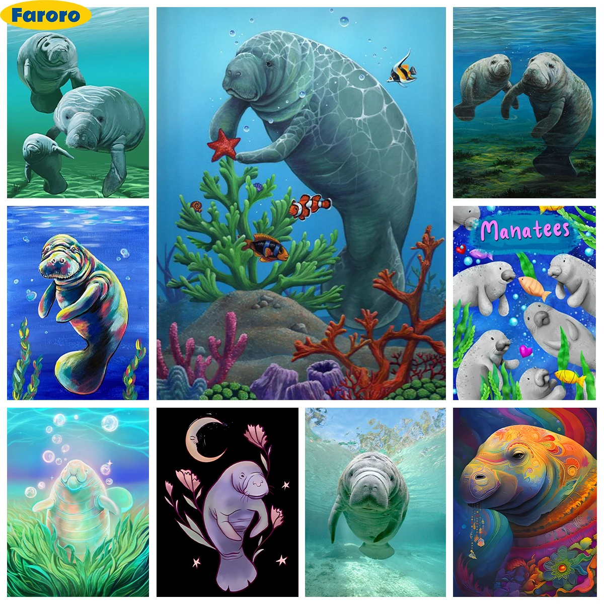 

Manatee 5D Diamond Painting Kit Cartoon Animals Diy Diamond Embroidery Rhinestones Cross Stitch Adult Hand Gift Home Wall Decor