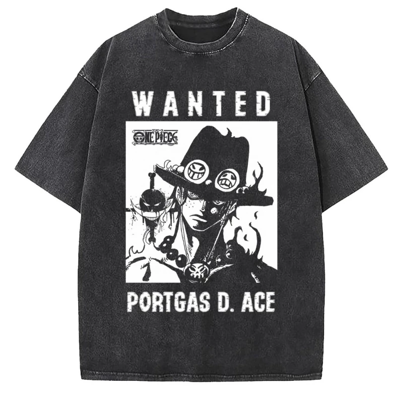 

Riman ONE PIECE One Piece Luffy Washing Water Large Size Loose and Old Style Men's and Women's T-shirt